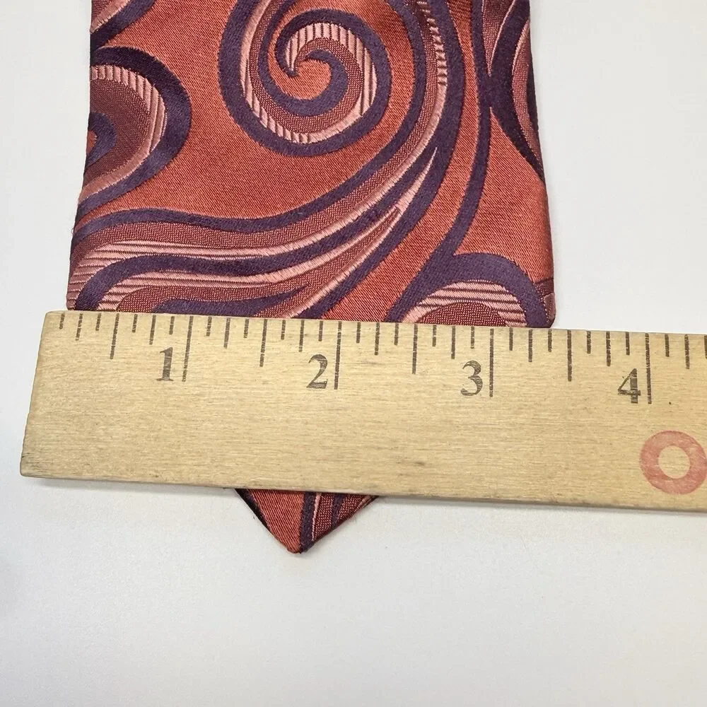 Ted Baker Orange Purple Swirl Paisley Print 100% Silk Neck Tie